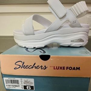 White Skechers Sandals womens 6